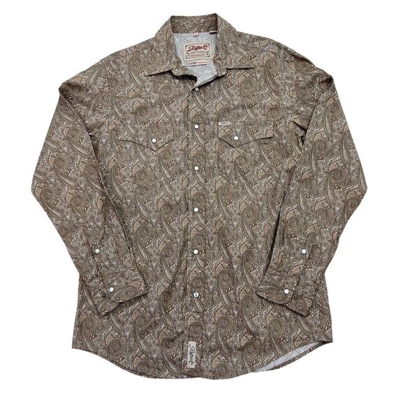 Rafter C Cowboy Collection Pro Flex 45 Performance M Brown Pearl Snap Paisley - Picture 1 of 11